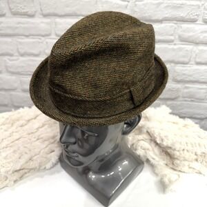 Vtg Knox Yew York Brown Wool Woven Fedora Hat Men's Bucket Dress Business Cap